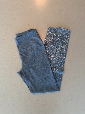 Sweaty Betty Full Length Legging Blue/Grey with Metallic Foil Size XS